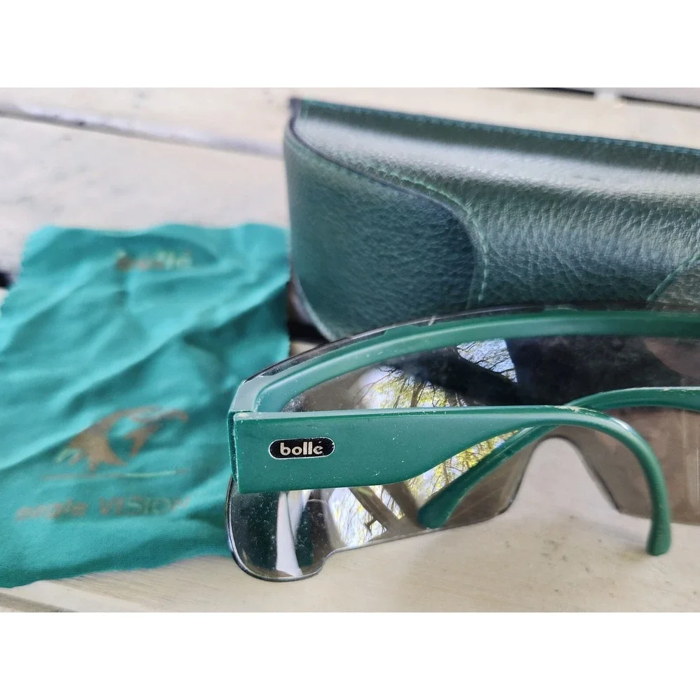 Vintage 1980S BOLLE‎ EAGLE VISION SUNGLASSES & CASE GREEN FRANCE VIPER TYPE VG